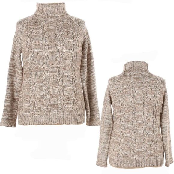 Coldwater Creek Sweater Womens Medium Beige  Merino Wool Turtleneck Long Sleeve - Picture 2 of 12
